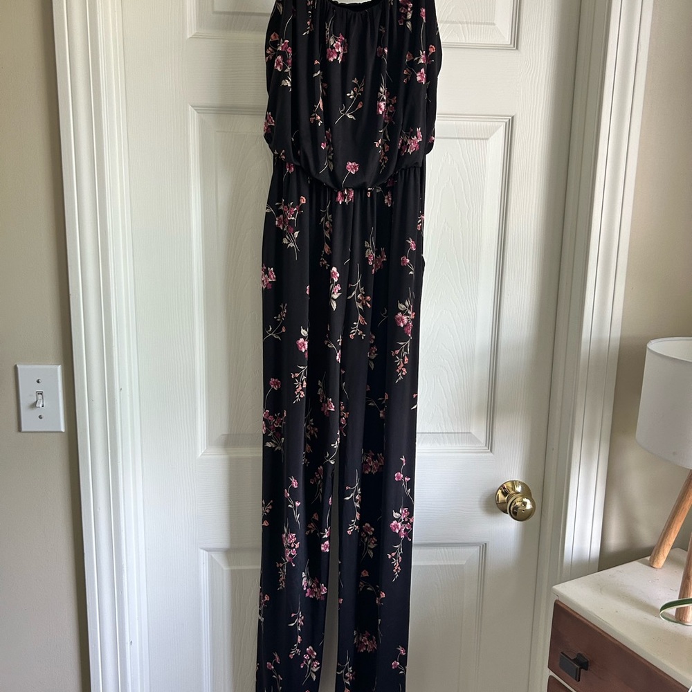 Black and Pink Floral Romper